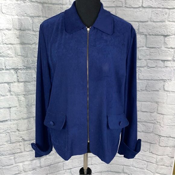 Maren full zip collared jacket navy blue sz 14 - Picture 1 of 10